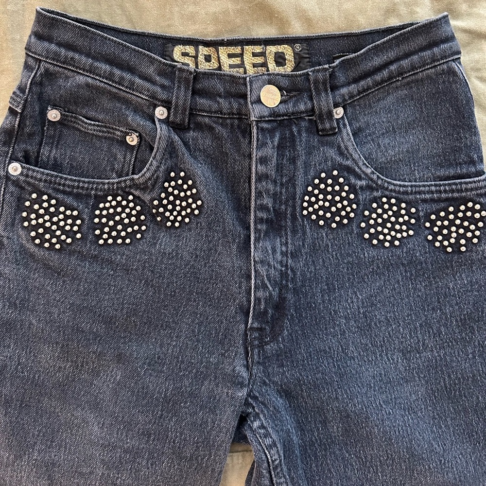 Vintage Speed Control Black Studded Skinny Jeans